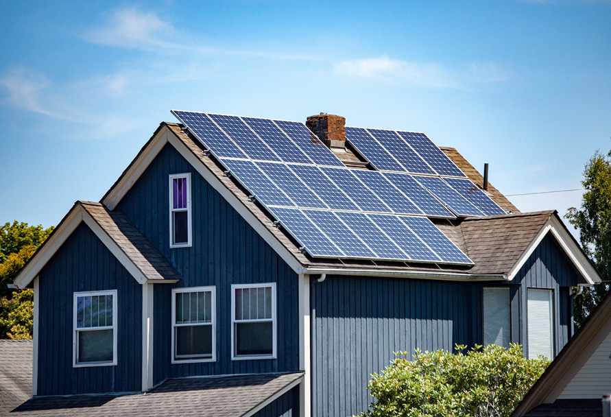 solar panels on roof