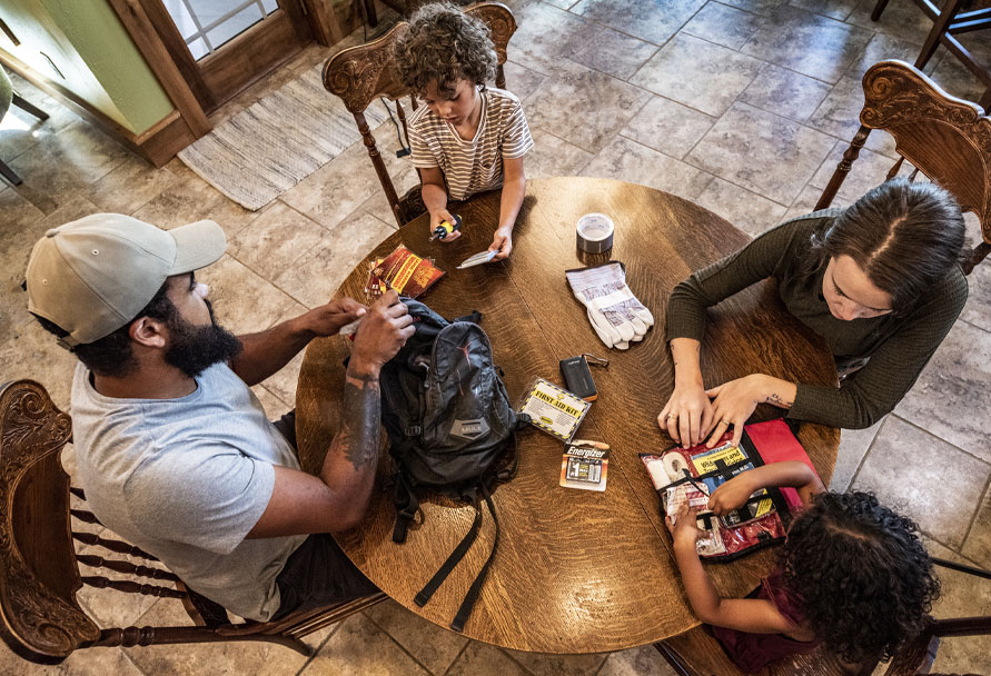 Family at kitchen table