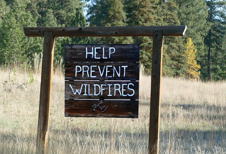 Prevent wildfires sign
