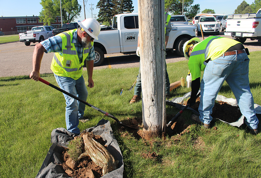 Wooden pole inspection progress