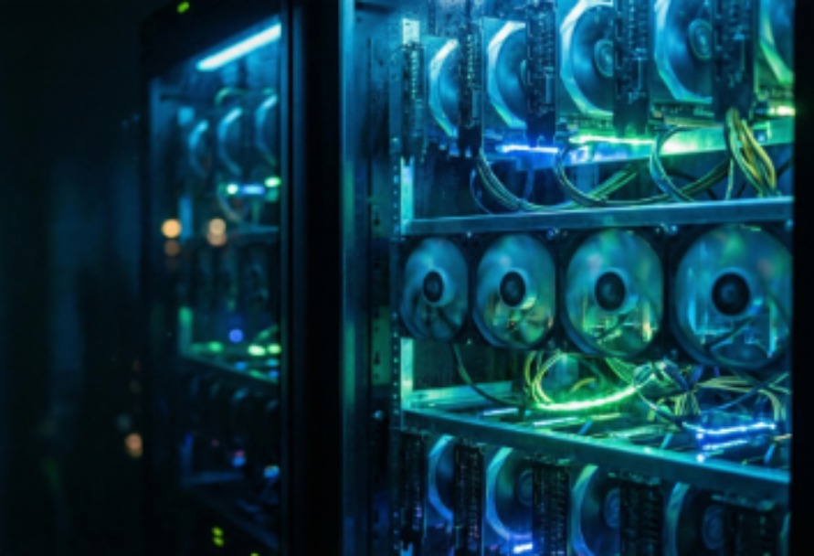 Internal view of servers and computer equipment