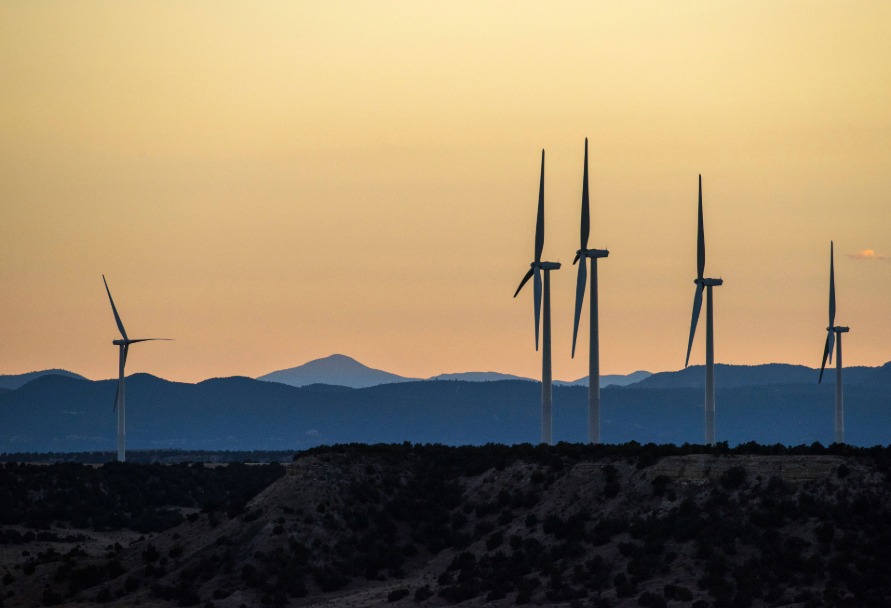 Wind farm and a Colorado sunset