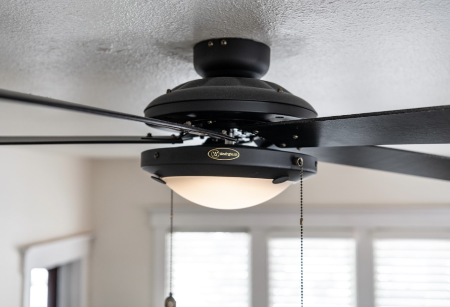 close up image of a ceiling fan