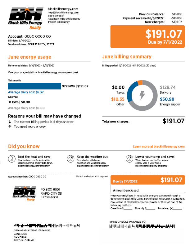 Understanding your bill Colorado Electric Black Hills Energy