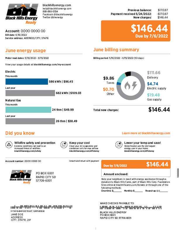 Understanding your bill Wyoming dual fuel Black Hills Energy