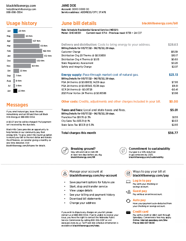 Understanding your bill Nebraska Black Hills Energy