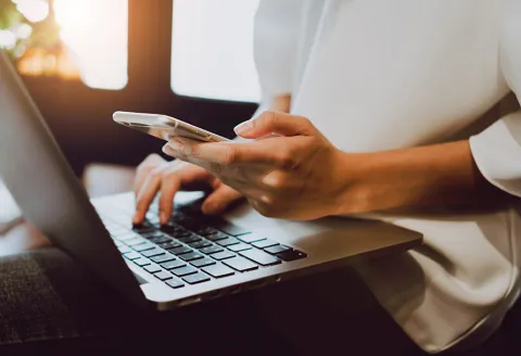 Laptop and mobile phone