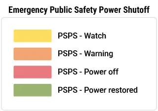 Emergency Public Safety Power Shutoff map legend